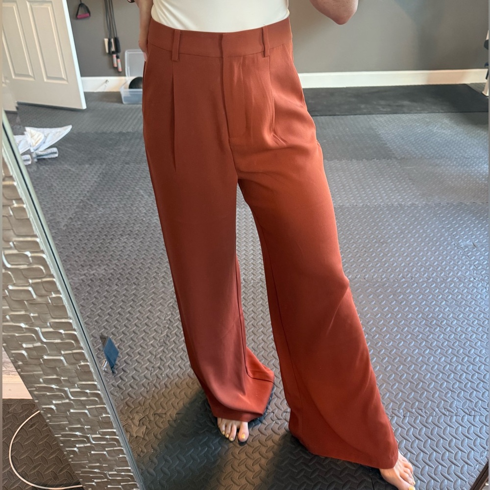 Leith Brown Wide Leg Pants High Waisted